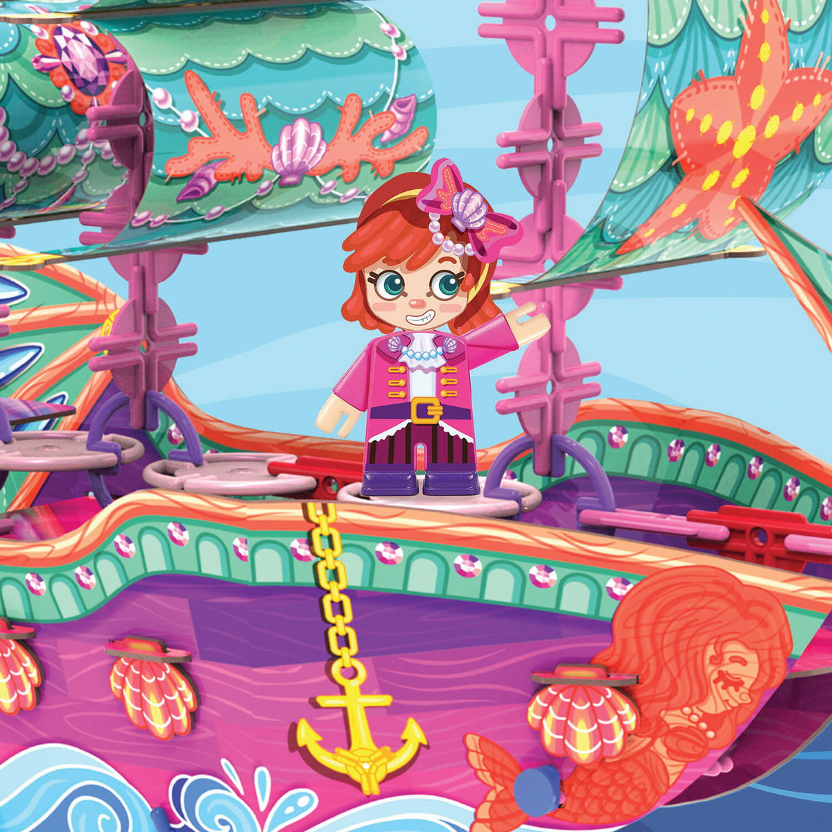 Pinxies PIN-MER-02 Marvelous Mermaid Ship, 6 years and Up, Plastic, 160-Piece - 4