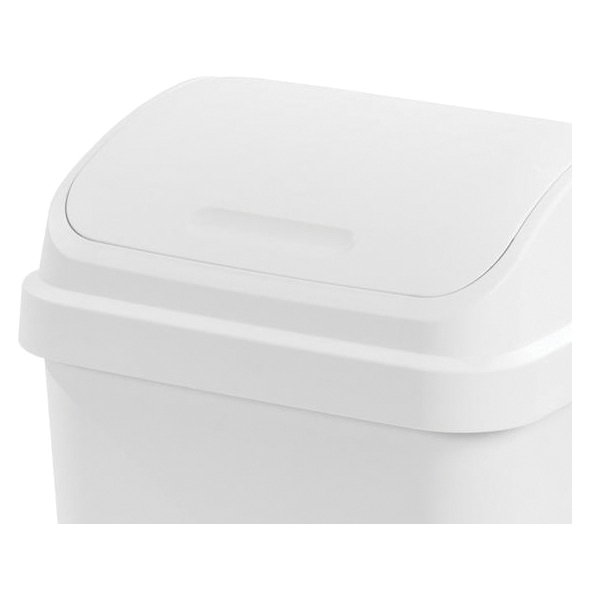 Sterilite 1089 Series 10898004 Swing Top Wastebasket, 13 gal, Plastic, White, Textured, 13-1/2 in W, 17-1/4 in D - 5
