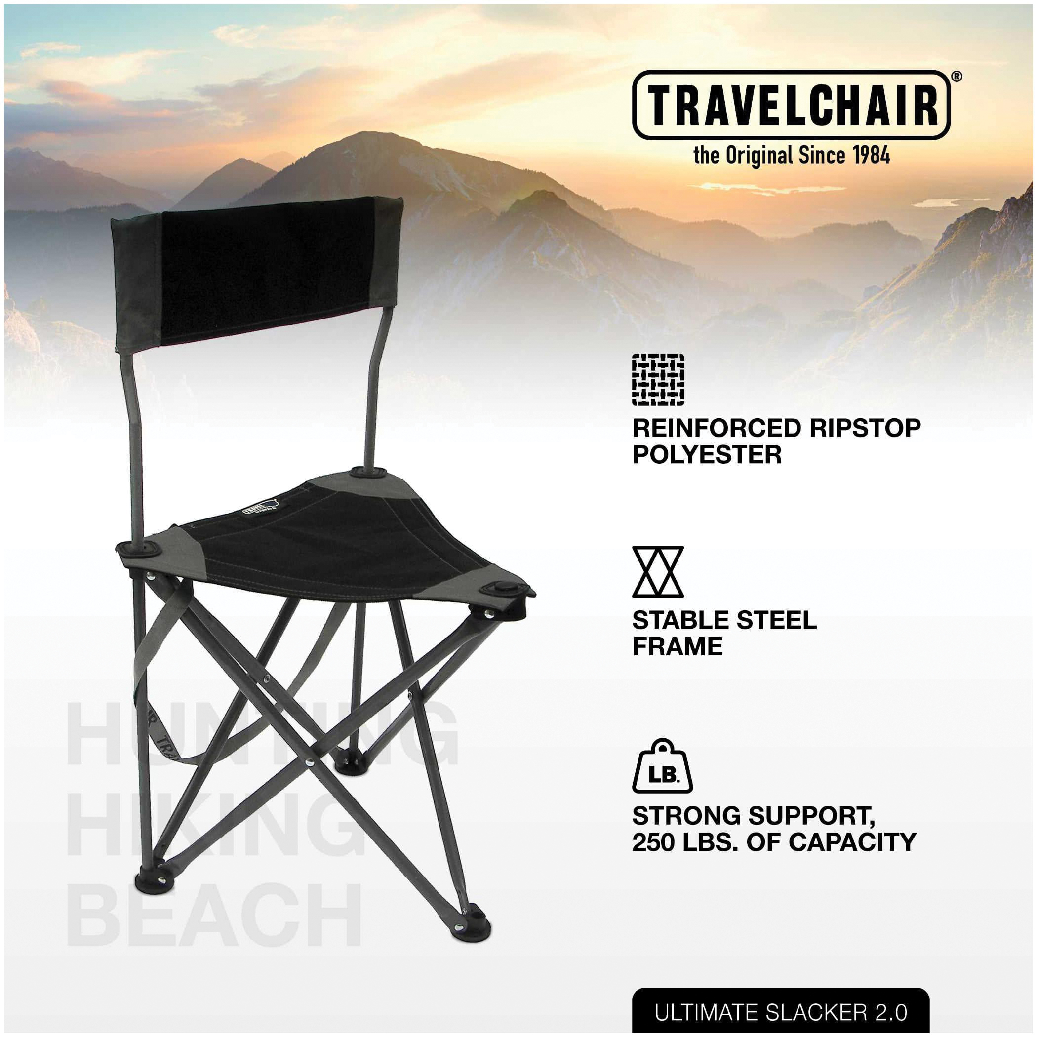 Travel Chair Ultimate Slacker 2.0 1489V2BK Camp Chair, 15 in W, 17 in D, 30 in H, Metal Frame, Black Frame - 2