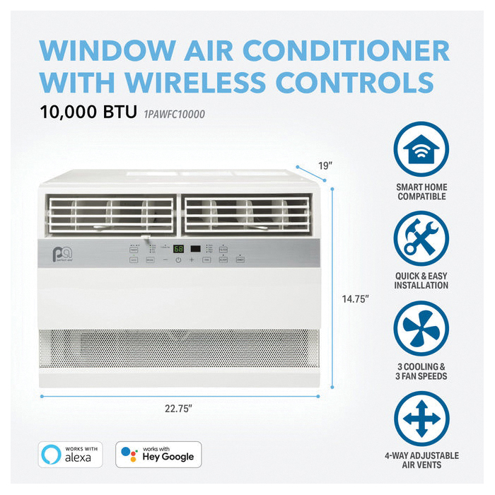 Perfect Aire 1PAWFC10000 High-Efficiency Window Air Conditioner with Wireless Smart Control, 115 V, 10,000 Btu Cooling - 3