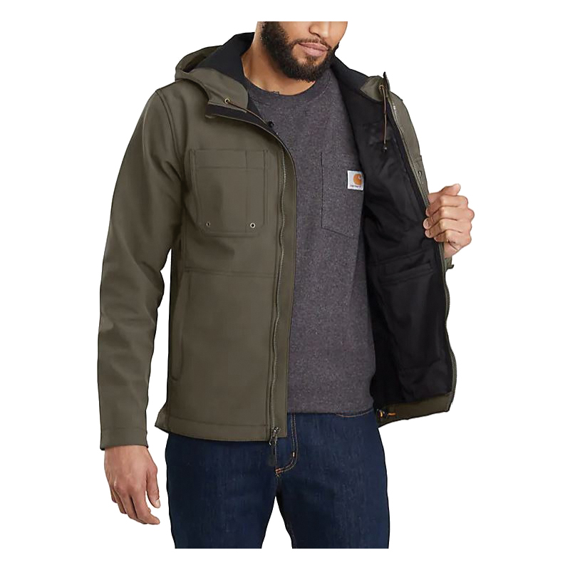 Carhartt RAIN DEFENDER 103829-217-S Hooded Jacket, S, Nylon/Spandex, Tarmac, Mock Neck, Zipper Closure, Regular - 4