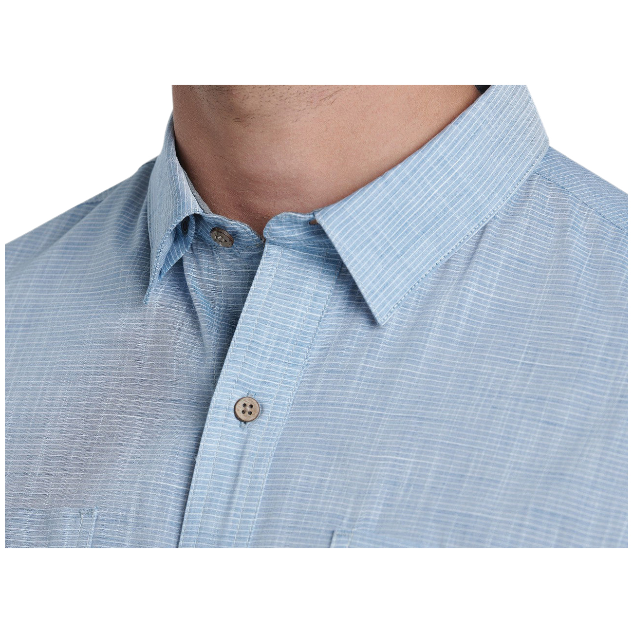 Kuhl KARIB Series 7460-HRBL-M Shirt, M, Cotton/Polyester, Horizon Blue, Stripe, Button Down, Short Sleeve, Klassik Fit - 4
