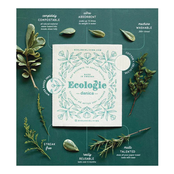 Ecologie by Danica 2000215 Butterflies Swedish Sponge Cloth, 8 in L, 6-1/2 in W, Cellulose/Cotton - 3