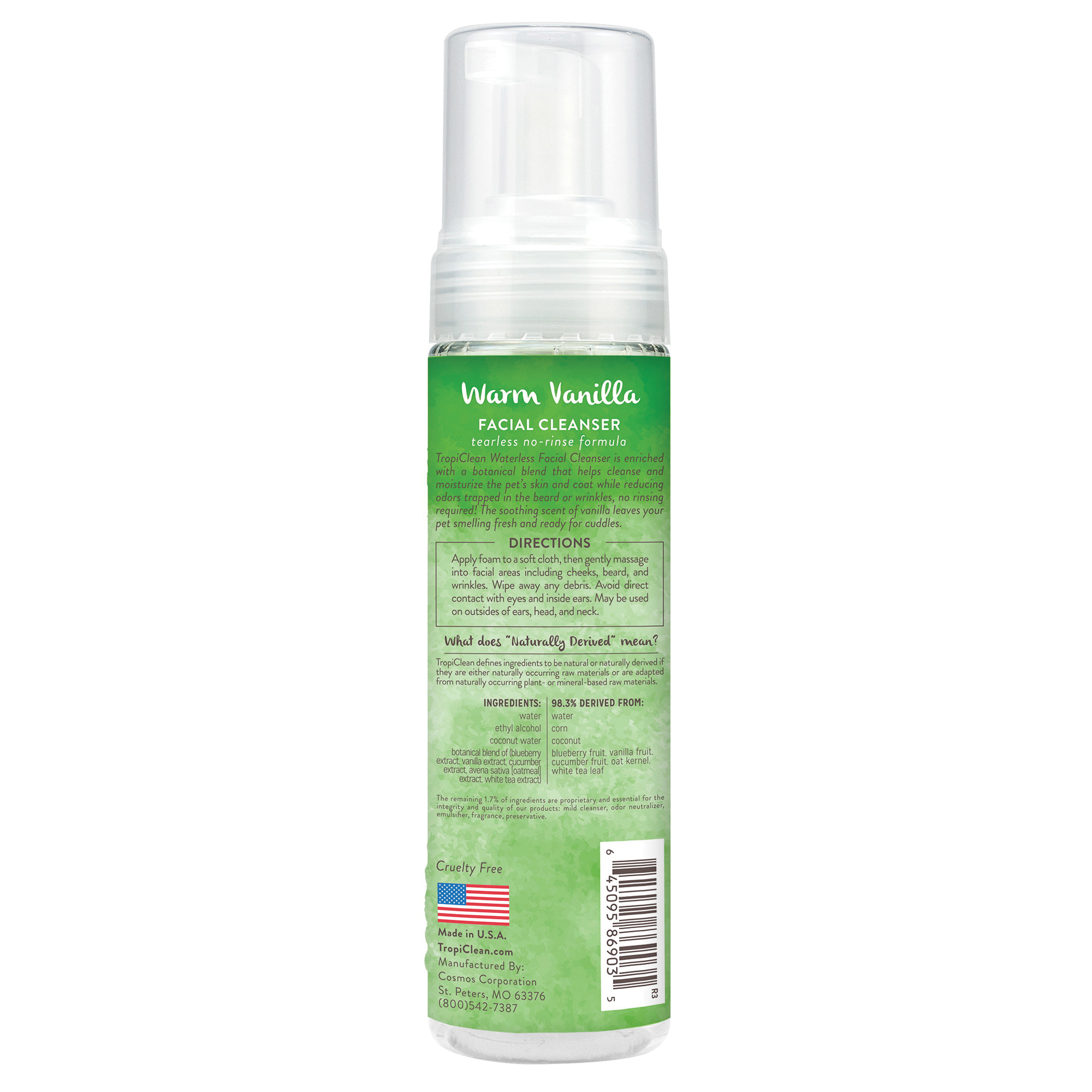 TropiClean TRFCWS7.4Z Waterless Facial Cleanser, Warm Vanilla, 7.4 oz - 2