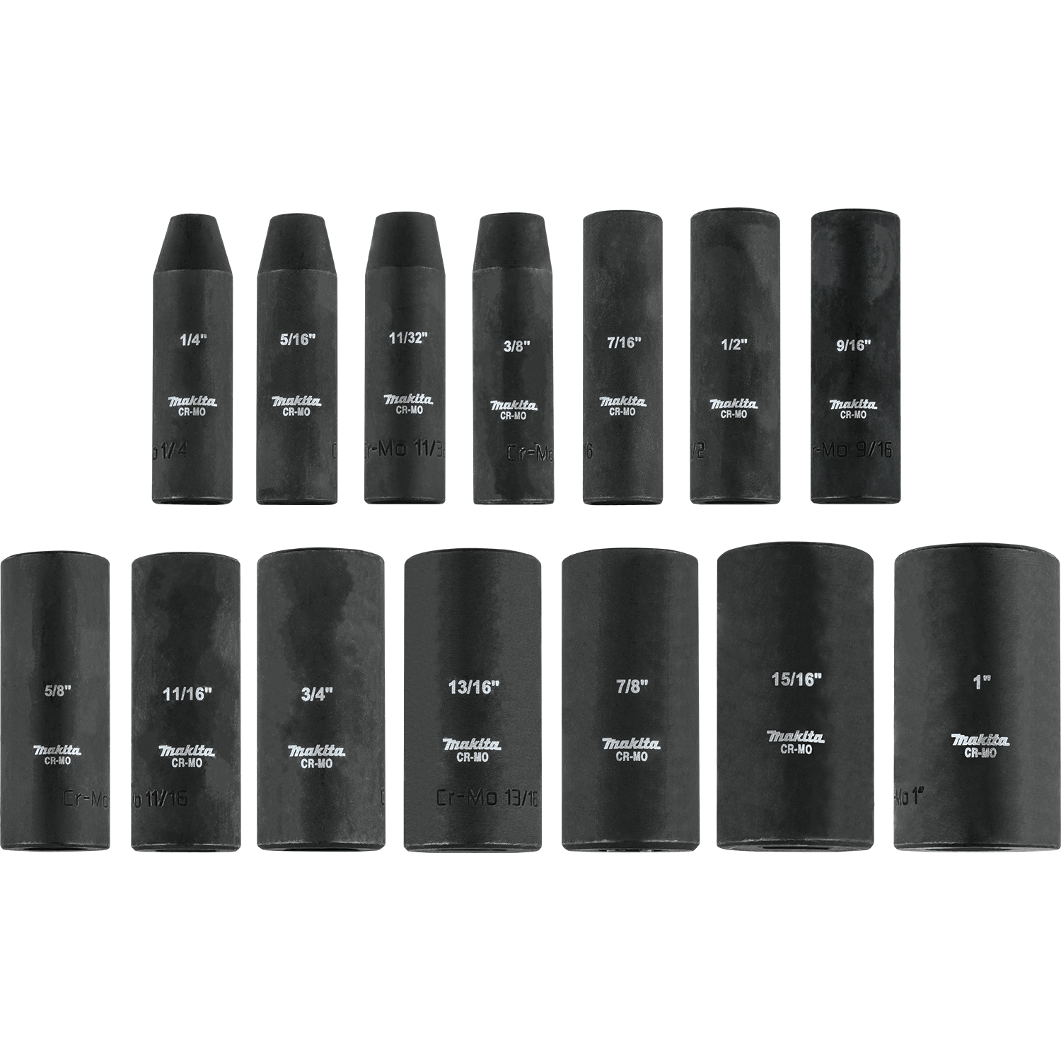 Makita A-99655 Impact Socket Set, Oxide-Coated, Black, Specifications: SAE Measurement, 3/8 in Drive - 3