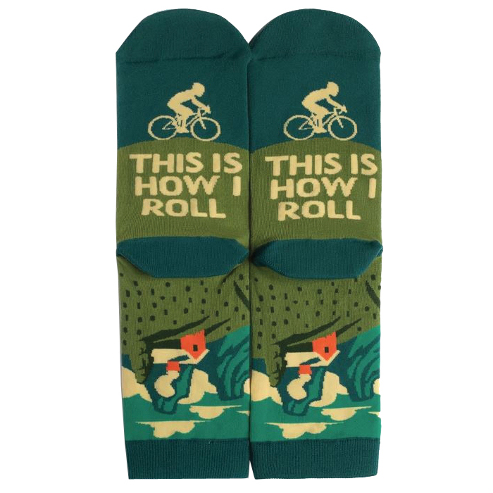 Lavley RollRoadBike This is How I Roll Crew Socks, One-Size, Cotton/Nylon/Spandex - 3