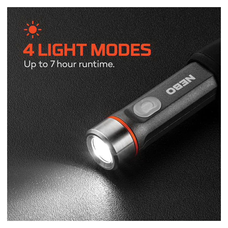 Nebo Franklin Flexbrite NEB-FLT-1038 Hands-Free Rechargeable Flashlight, 4000 mAh, LED Lamp, 20, 80, 200, 350 Lumens - 3