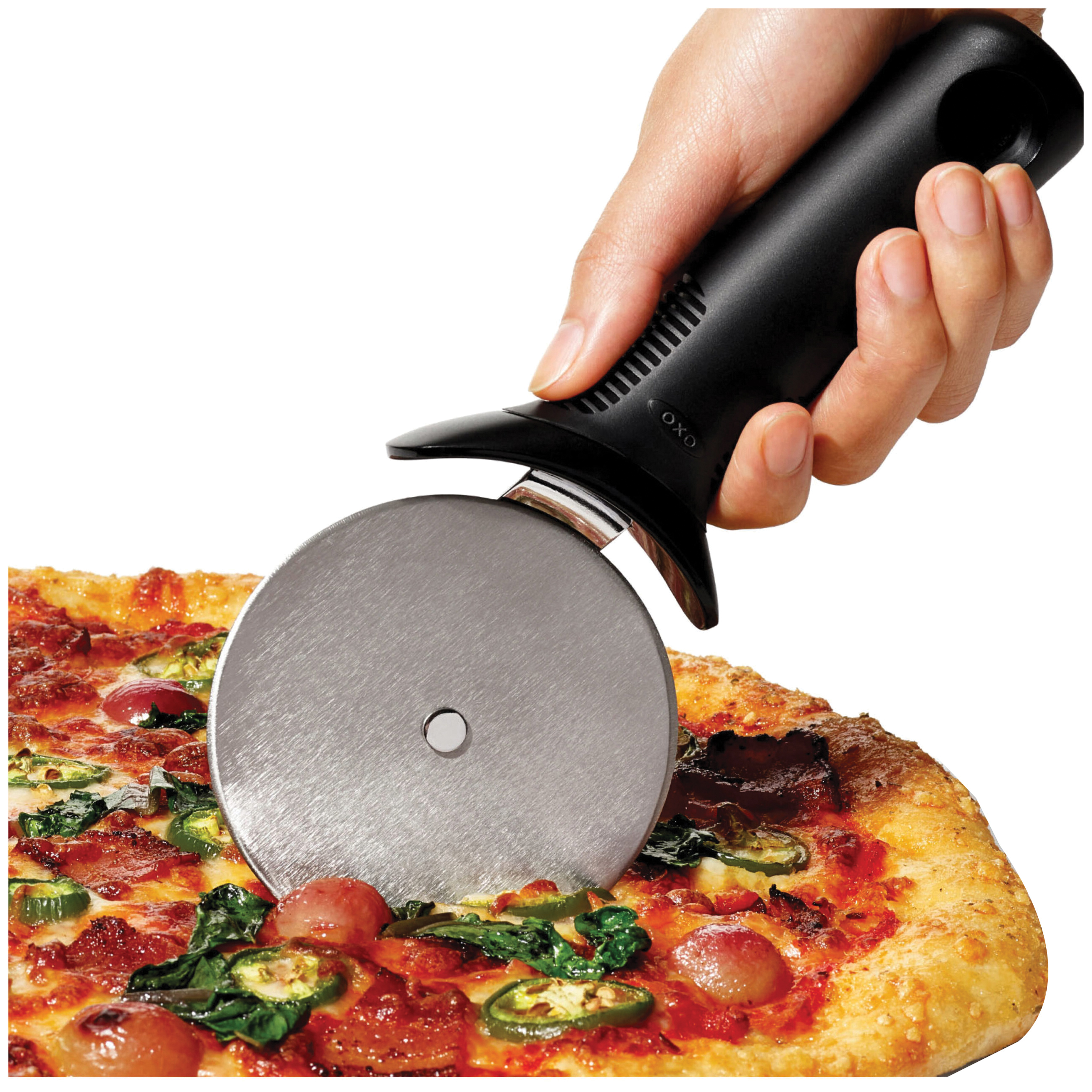 Good Grips 11300900 Pizza Wheel, Stainless Steel Blade, Non-Slip Grip Handle, Dishwasher Safe - 5