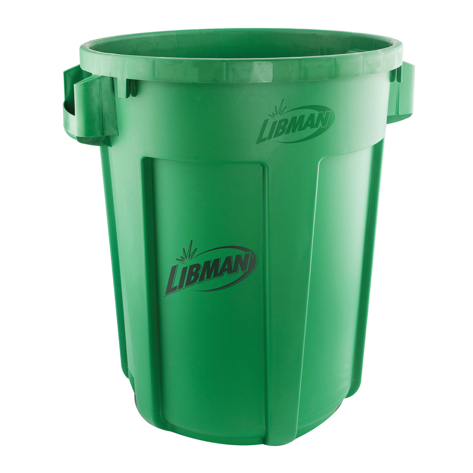 Libman 1465 Trash Can, 32 gal Capacity, Polyethylene, Green, Snap-On Rounded Closure - 2