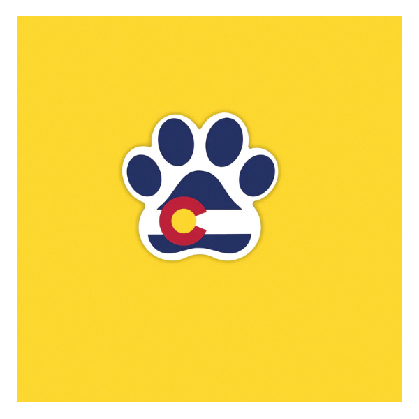 Snow Business STKR-100-D-LG Dog Paw Sticker, 2-3/4 in L, 3 in W, Colorado Flag, Vinyl - 2