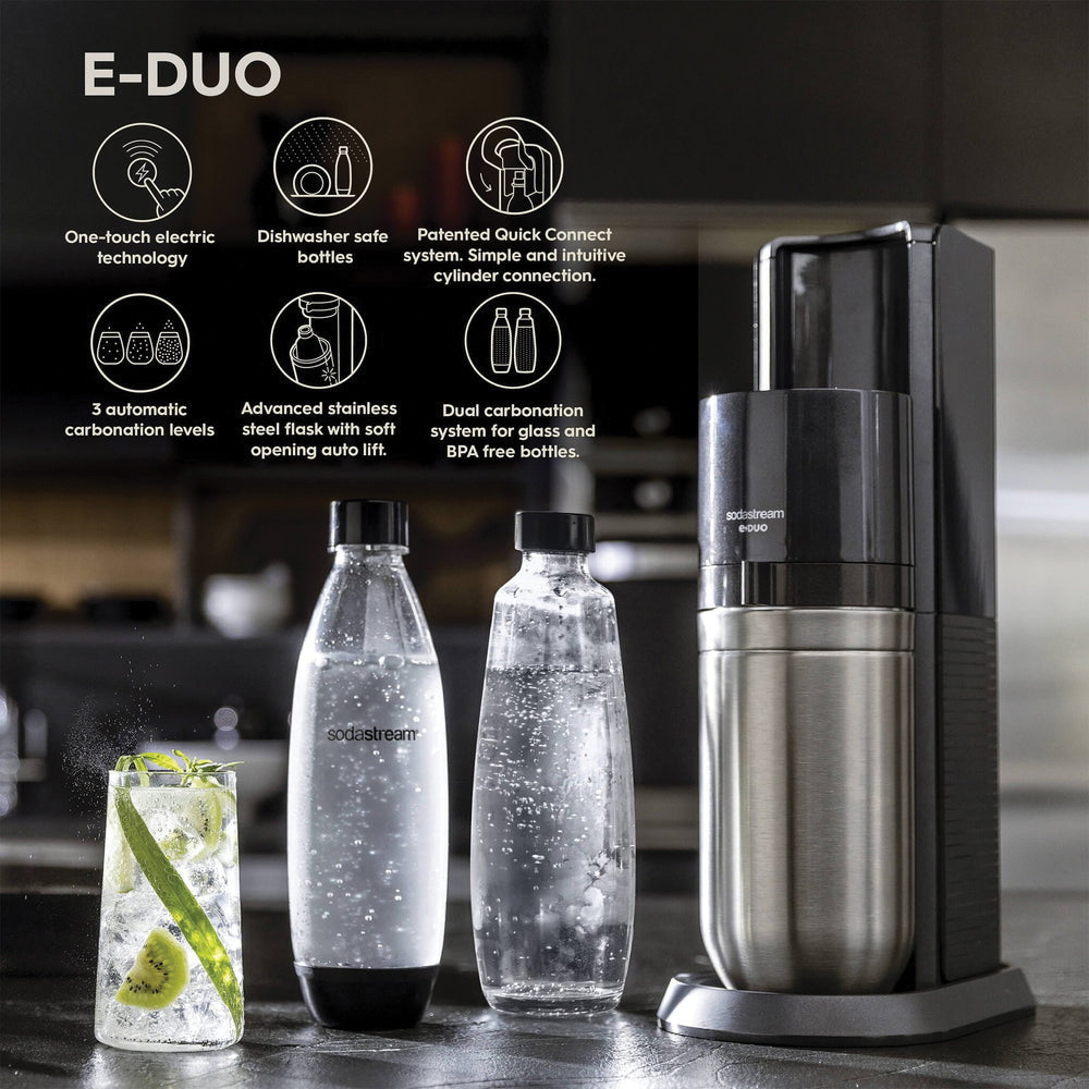 Sodastream E-Duo 1016912010 Sparkling Water Maker, 28.4 oz Bottle, Aluminum Alloy/Stainless Steel - 2