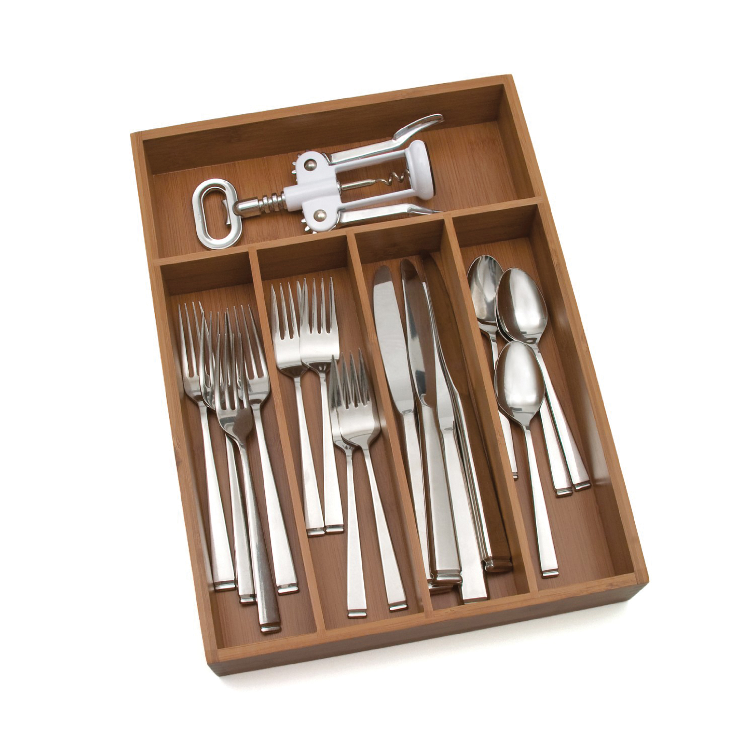 Lipper 8876 Flatware Organizer, 10-1/4 in W, 14 in D, Bamboo - 2