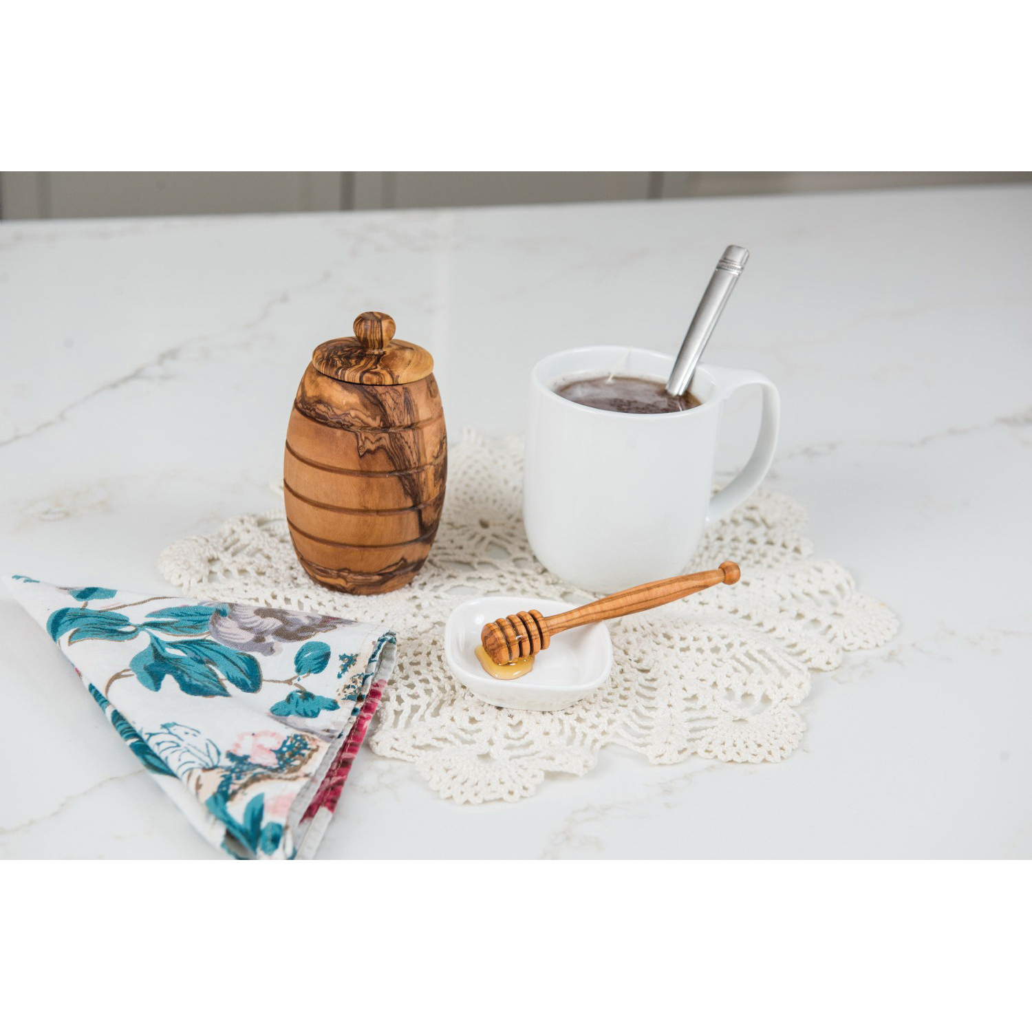 Lipper 6050 Honey Pot, 2-1/2 in L, 3 in W, 5 in H, Olive Wood - 3