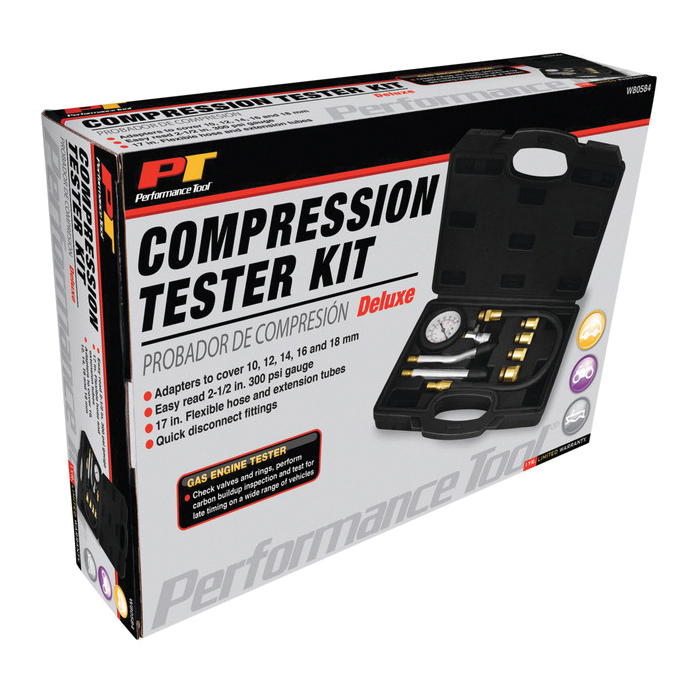 Performance Tool W80584 Deluxe Compression Tester Kit, For: Gas Engines - 4