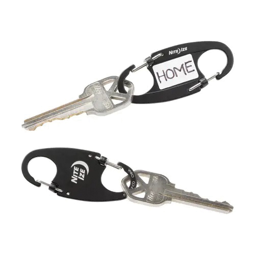 Nite Ize IdentiKey IKSLA-A1-2R6 Dual Carabiner, 2.09 in OAL, Aluminum, Black/Blue - 2