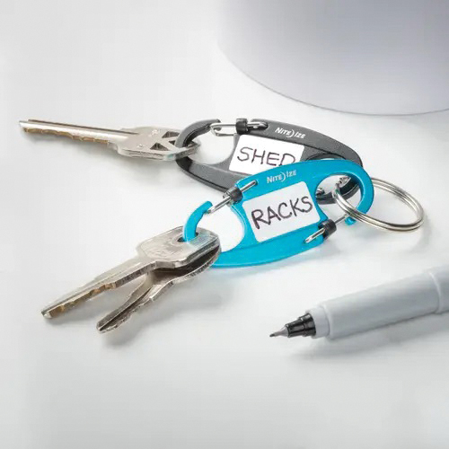 Nite Ize IdentiKey IKSLA-A1-2R6 Dual Carabiner, 2.09 in OAL, Aluminum, Black/Blue - 3