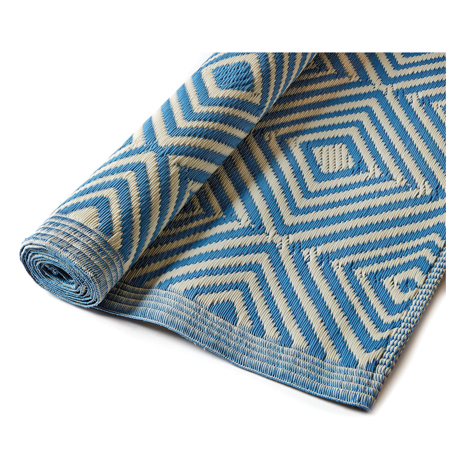 Giftcraft Maison Series 721562 Outdoor Rug, 72 in L, 48 in W, Polypropylene Rug, Blue - 3