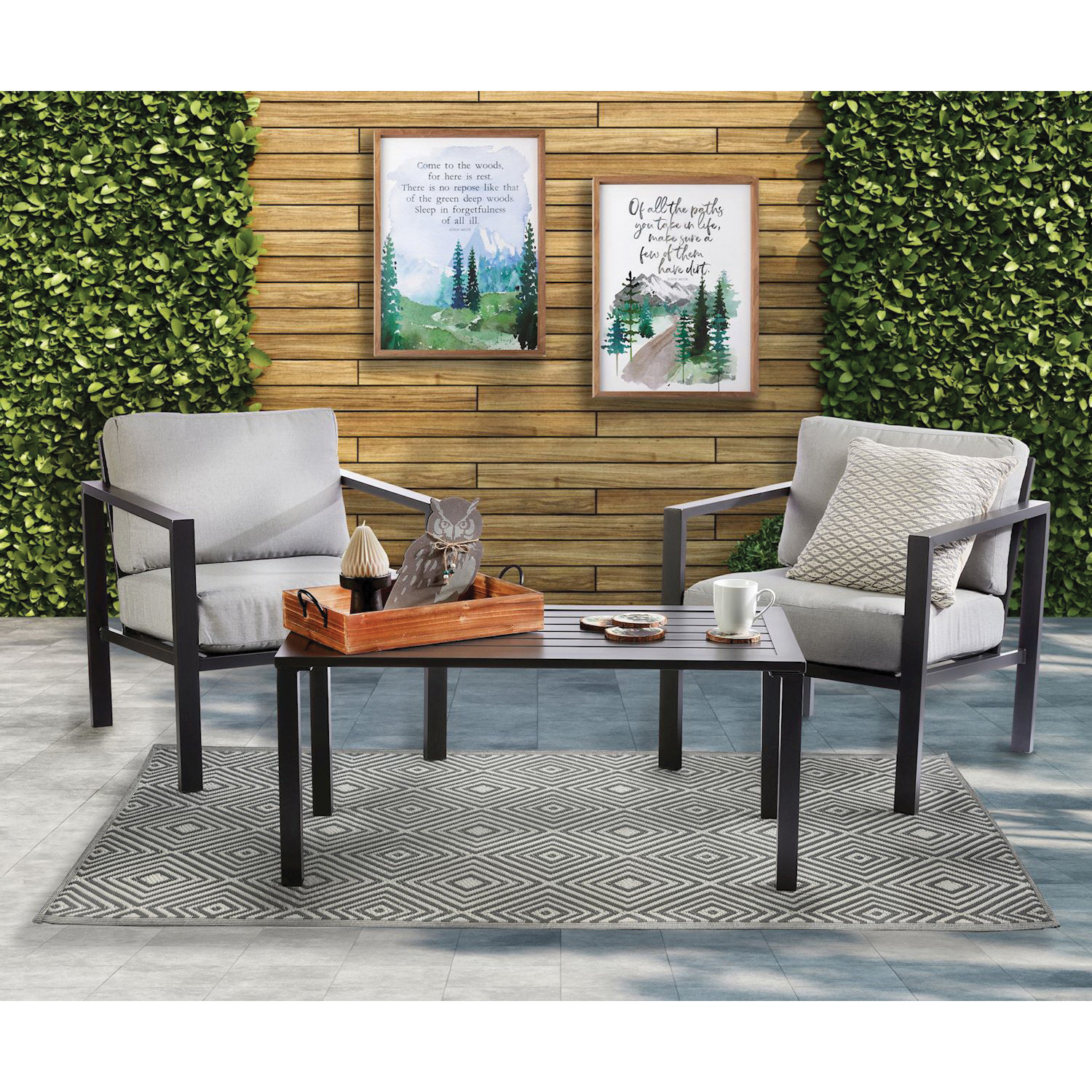 Giftcraft Maison Series 721563 Outdoor Rug, 72 in L, 48 in W, Polypropylene Rug, Gray - 4