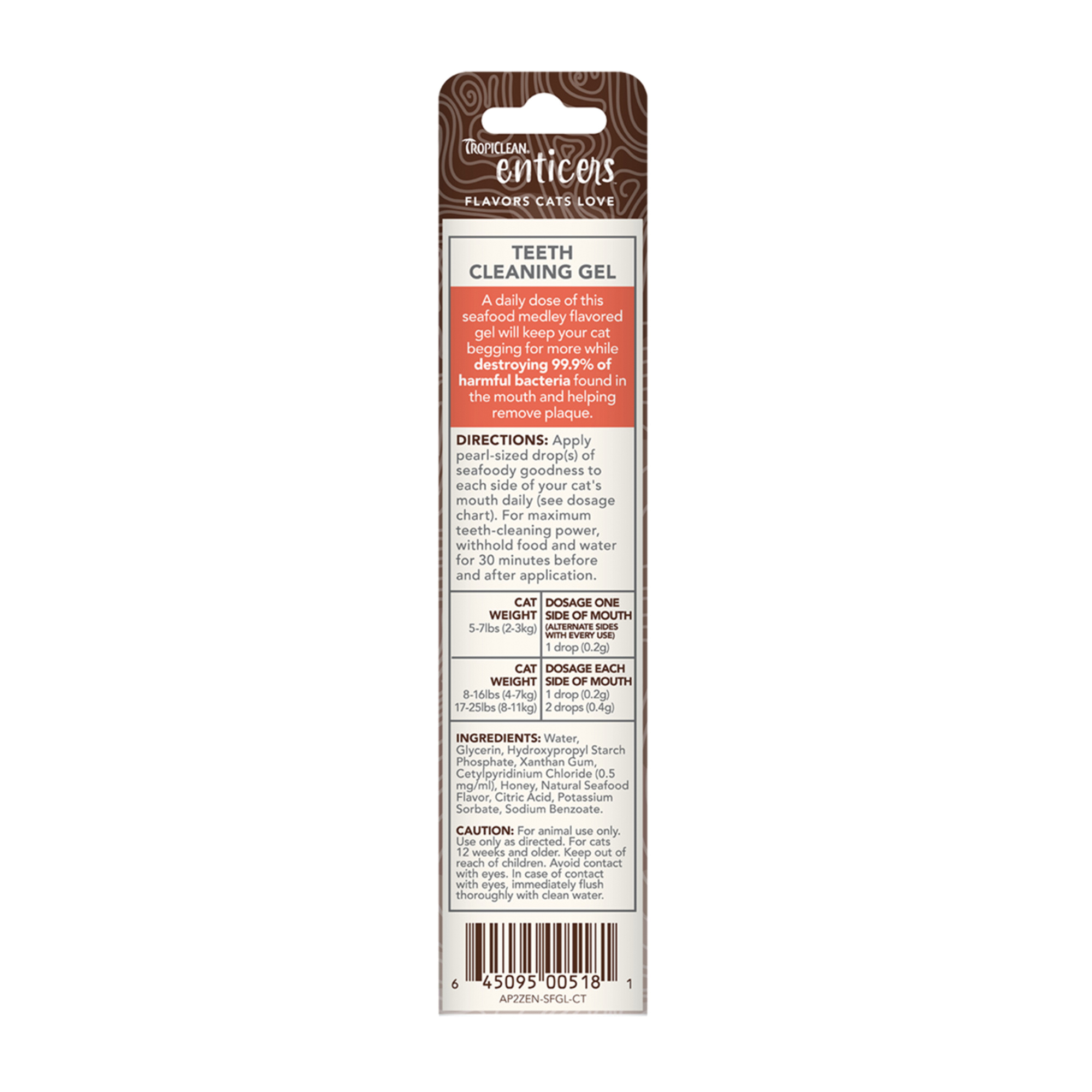 TropiClean Enticers ENSFGLKT2Z-CT Teeth Cleaning Gel, Seafood Medley, 2 oz - 2