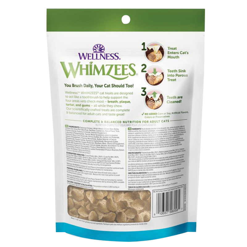 Whimzees WHZ2029 Cat Dental Treat, Adult Lifestage, Chicken, Tuna, 2 oz - 2