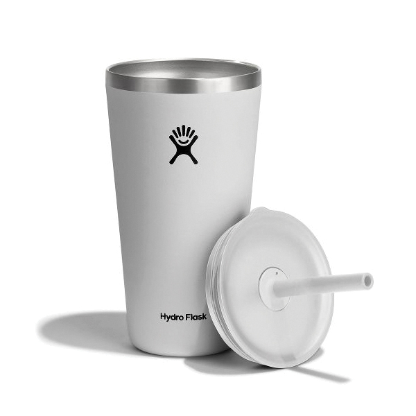 Hydro Flask All Around Series T28PS110 Tumbler, 28 oz, Press-In Straw Lid, Stainless Steel, White, Insulated - 3