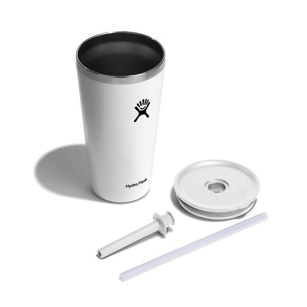 Hydro Flask All Around Series T28PS110 Tumbler, 28 oz, Press-In Straw Lid, Stainless Steel, White, Insulated - 4