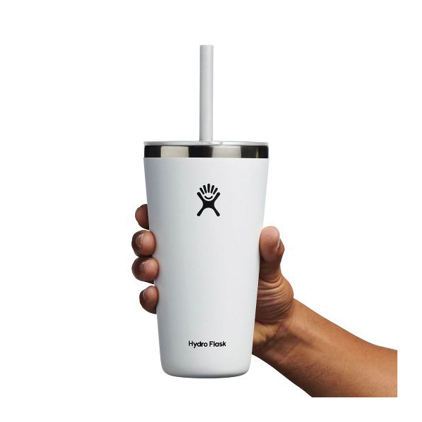 Hydro Flask All Around Series T28PS110 Tumbler, 28 oz, Press-In Straw Lid, Stainless Steel, White, Insulated - 5