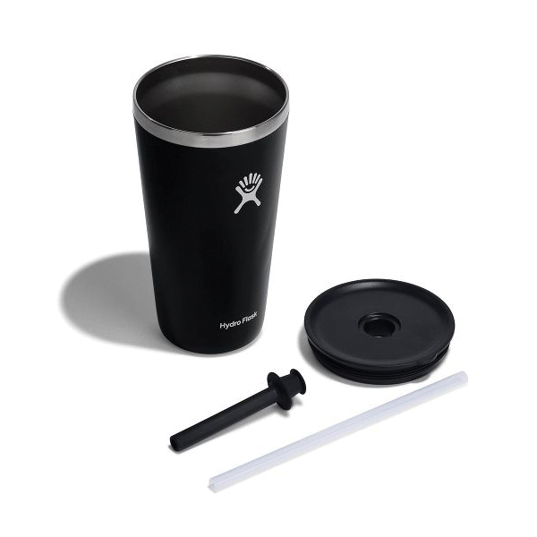 Hydro Flask All Around Series T28PS001 Tumbler, 28 oz, Press-In Straw Lid, Stainless Steel, Black, Insulated - 4