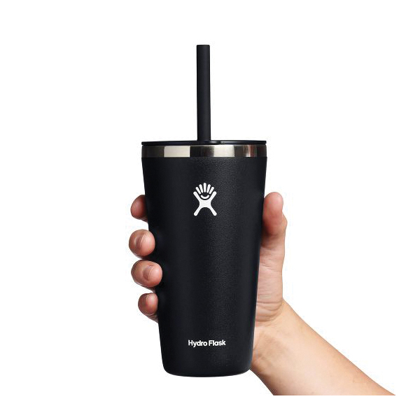 Hydro Flask All Around Series T28PS001 Tumbler, 28 oz, Press-In Straw Lid, Stainless Steel, Black, Insulated - 5