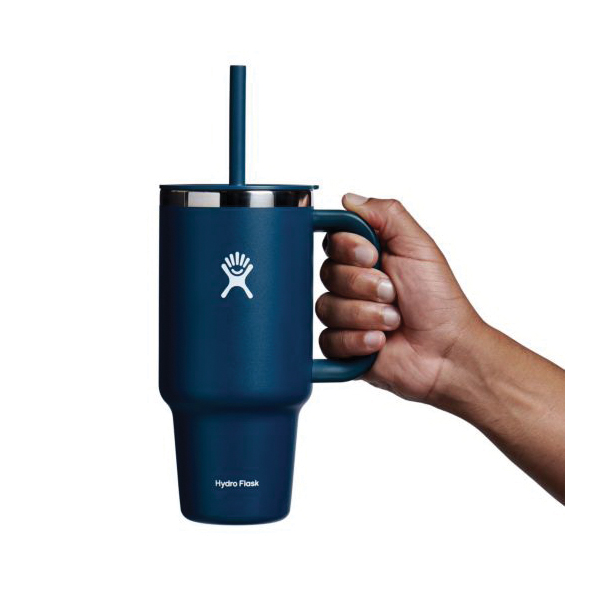 Hydro Flask All Around Series TT32PS464 Travel Tumbler, 32 oz, Press-In Straw Lid, Stainless Steel, Indigo, Insulated - 3