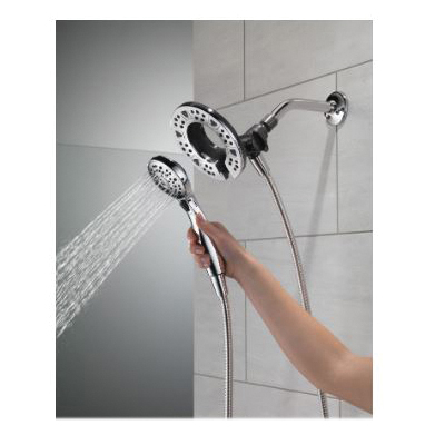 Delta In2ition Series 75494 Showerhead, Round, 1/2 in Connection, 1.75 gpm, 2-Spray Function, Rubber/Stainless Steel - 4