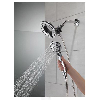 Delta In2ition Series 75494 Showerhead, Round, 1/2 in Connection, 1.75 gpm, 2-Spray Function, Rubber/Stainless Steel - 5