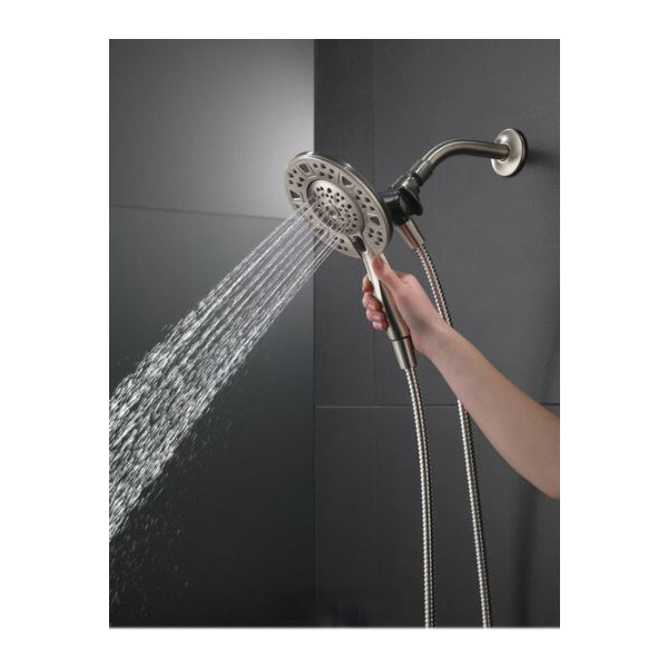 Delta In2ition Series 75494SN Showerhead, Round, 1/2 in Connection, 1.75 gpm, 2-Spray Function, Rubber/Stainless Steel - 3