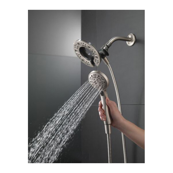 Delta In2ition Series 75494SN Showerhead, Round, 1/2 in Connection, 1.75 gpm, 2-Spray Function, Rubber/Stainless Steel - 4