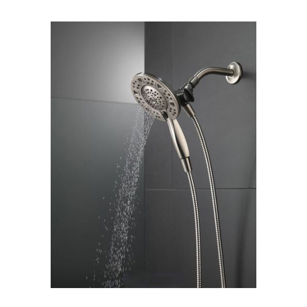 Delta In2ition Series 75494SN Showerhead, Round, 1/2 in Connection, 1.75 gpm, 2-Spray Function, Rubber/Stainless Steel - 5