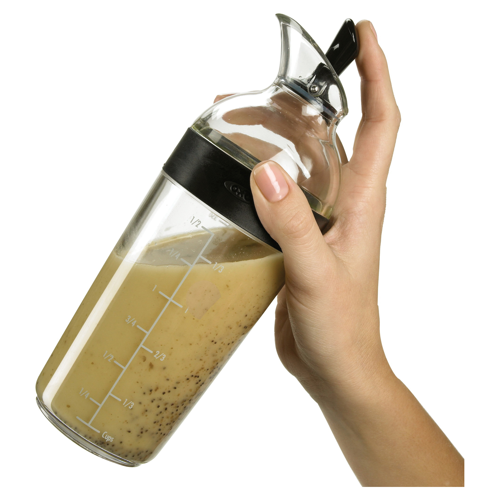 Good Grips 1188500 Salad Dressing Shaker, 1.5 Cup, 8 in L, 3 in W, 8-3/4 in H, Black - 3