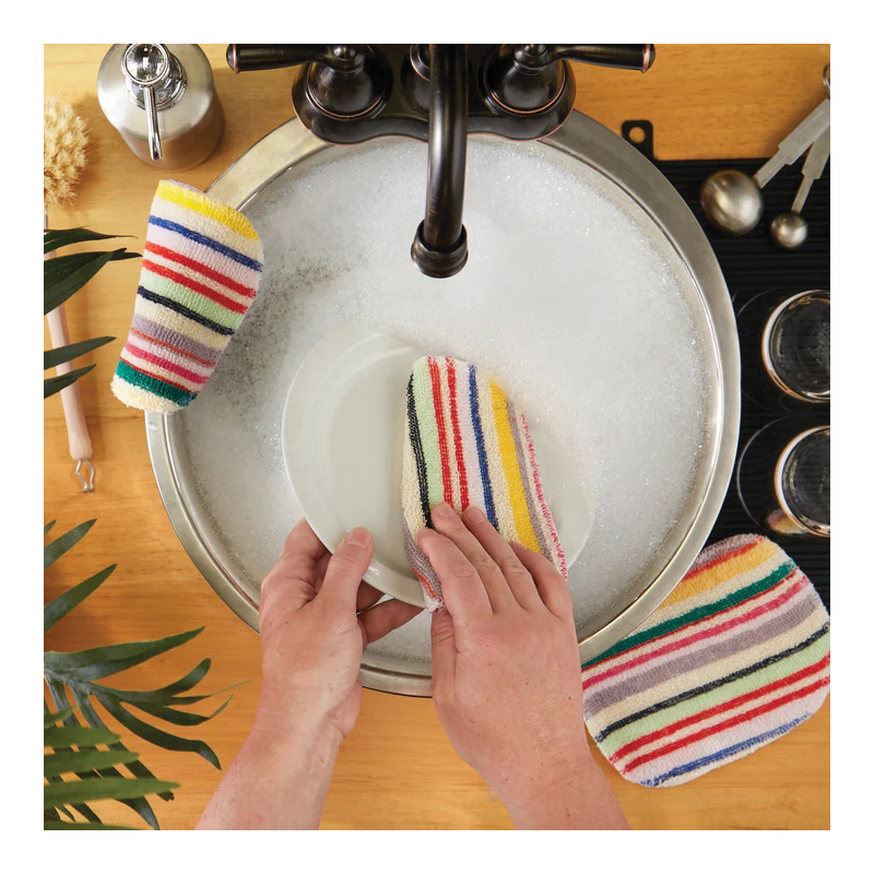 Rsvp International ECO-3 Cleaning Cloth, 7 in L, 5 in W, Cotton/Nylon, Multi-Color - 4