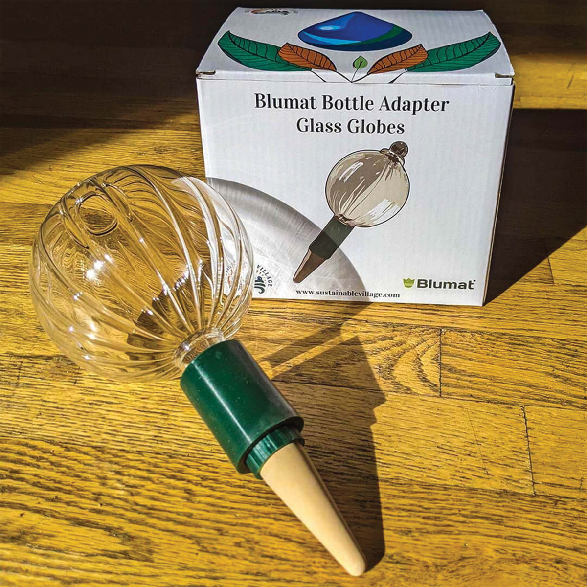 Sustainable Village IG15855 Blumat Globe, 4-3/8 in Dia, Clay/Glass/Plastic/Silicone - 3