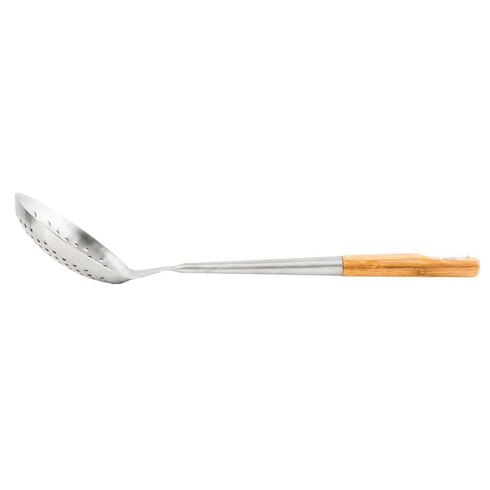 Tablecraft 32409 Wok Skimmer, 5 in L x 2-3/4 in W Skimmer, Bamboo/Stainless Steel Skimmer, 16 in OAL - 3