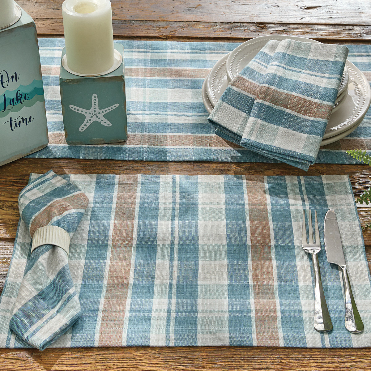 Park Designs 5993-010 Jordan Plaid Placemat, 19 in L, 13 in W - 2