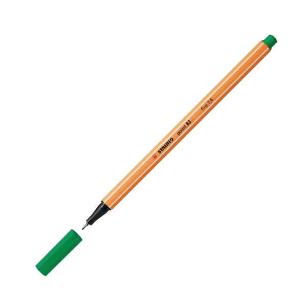 Stabilo point 88 Series 007135 Pen, Hex, 0.4 mm, Fine, Green Ink - 5