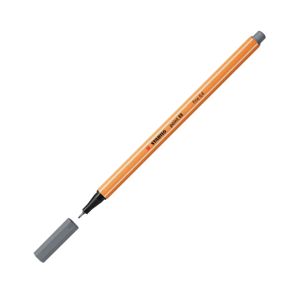 Stabilo point 88 Series 007152 Pen, Hex, 0.4 mm, Fine, Dark Gray Ink - 5