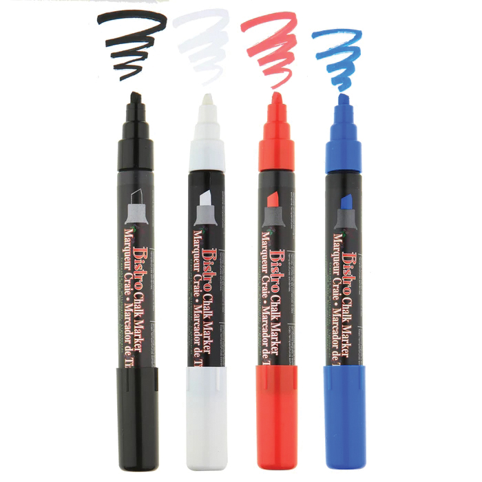 Marvy Uchida Bistro Series 483S-0 Chalk Marker, Chisel Lead/Tip, White Lead/Tip - 5