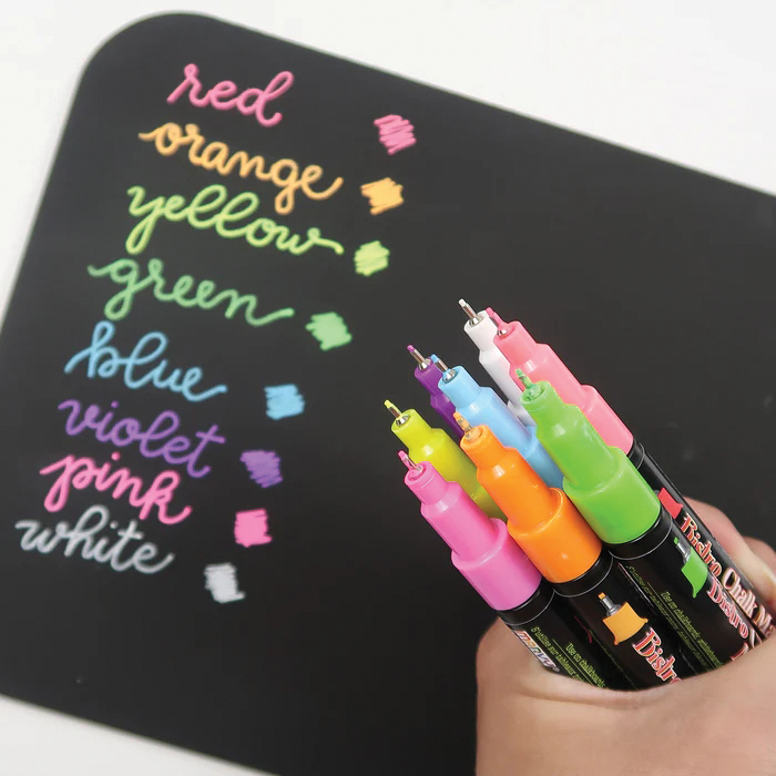 Marvy Uchida Bistro Series 485S-F8 Chalk Marker, Extra Fine Lead/Tip, 0.3 mm Lead/Tip, Fluorescent Violet Lead/Tip - 4