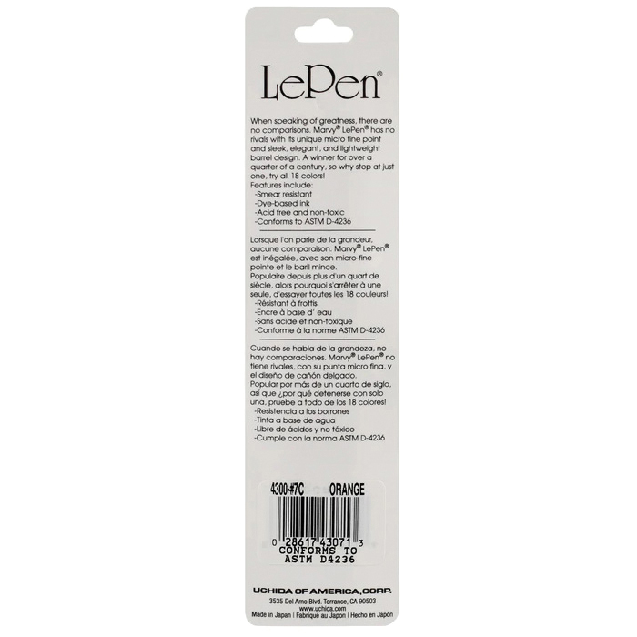 Marvy Uchida LePen Series 4300-3 Pen, 0.3 mm, Micro-Fine, Blue Ink, Smudge-Proof Ink - 1