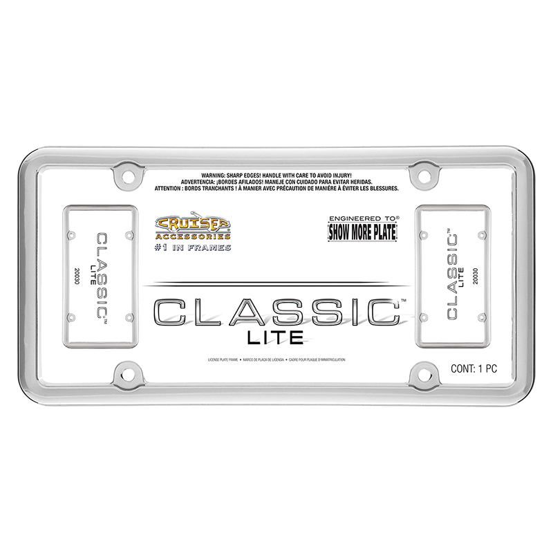 Cruiser Accessories Classic Lite 20030 License Plate Frame, 12.3 in L, 6.3 in W, Metal, Chrome - 2