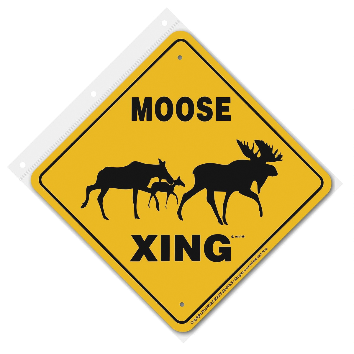 Noble Beasts Graphics Signs 20366 Sign, Moose Xing, Aluminum, 12 in L x 12 in W Dimensions - 3