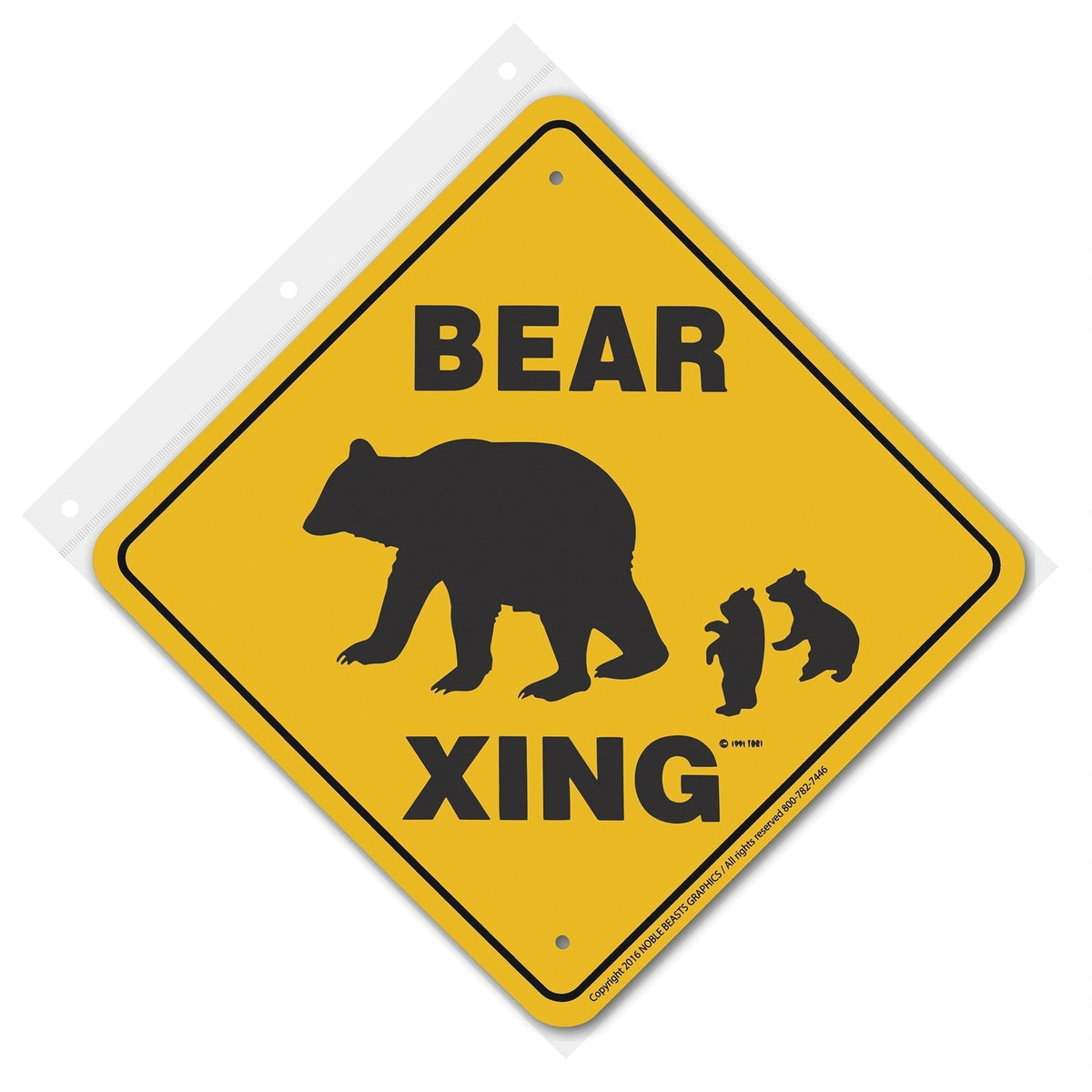 Noble Beasts Graphics Signs 20690 Sign, Bear Xing, Aluminum, 12 in L x 12 in W Dimensions - 3