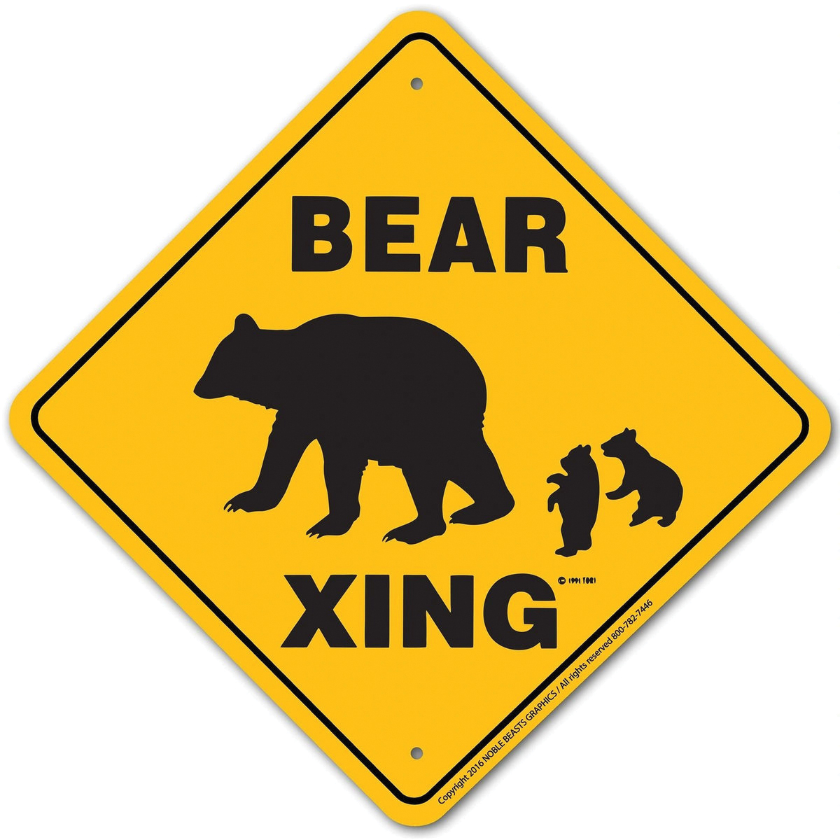 Noble Beasts Graphics Signs 20690 Sign, Bear Xing, Aluminum, 12 in L x 12 in W Dimensions - 4