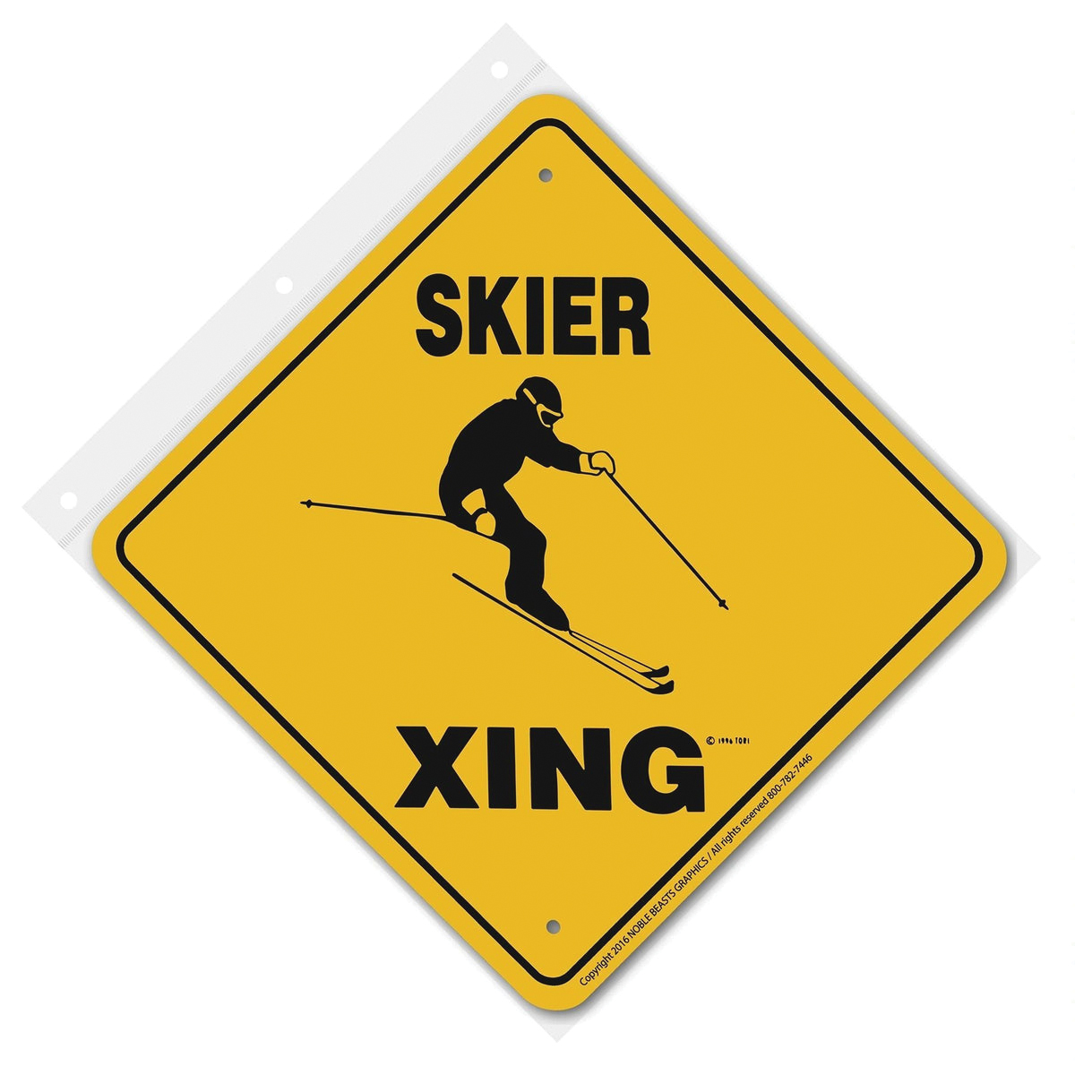 Noble Beasts Graphics Signs 20936 Sign, Skier Xing, Aluminum, 12 in L x 12 in W Dimensions - 3